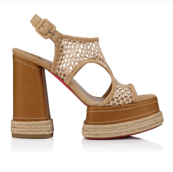 $1100 Christian Louboutin Almeja 130mm Platform Espadrille Sandal Terra 39 US 9 - Picture 1 of 13